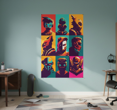 Poster habitación juvenil personajes épicos pop art - TenVinilo