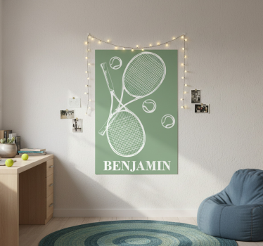Poster habitación juvenil tenis personalizado - TenVinilo