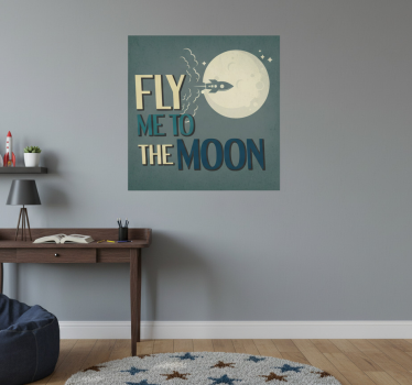 Poster habitación juvenil viaje en cohete a la luna - TenVinilo