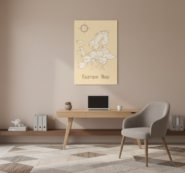 Poster mapamundi europa sobre fondo beige - TenVinilo