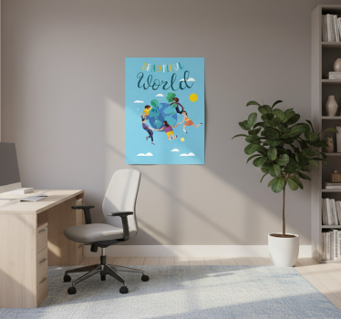 Poster mapamundi ilustración del globo armónico - TenVinilo