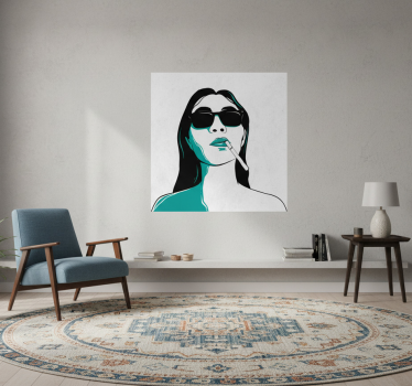Poster salón cara de mujer fumando - TenVinilo