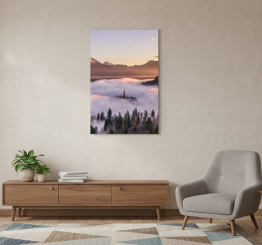 Poster salón castillo en niebla en polonia - TenVinilo