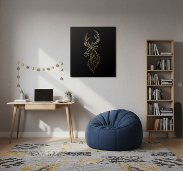 Poster salón ciervos origami dorado - TenVinilo
