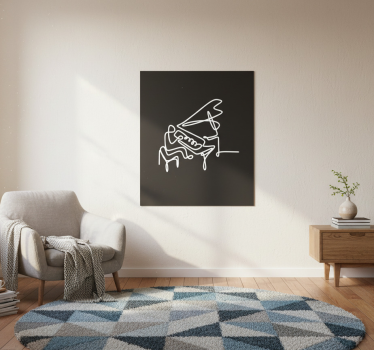 Poster salón diseño lineal de pianista adorable - TenVinilo