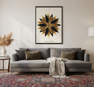 Poster salón flores doradas - TenVinilo