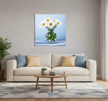 Poster salón flores margaritas en macetas de cristal - TenVinilo