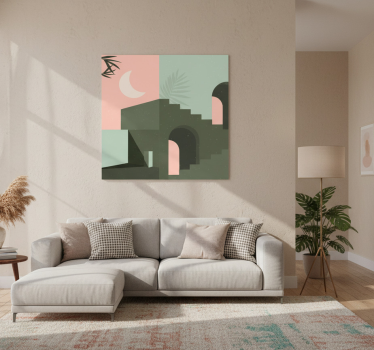 Poster salón formas de arte en rosa y turquesa - TenVinilo