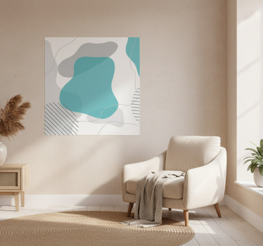 Poster salón formas de arte mural azul y verde - TenVinilo