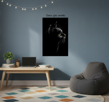 Poster salón gatos de ojos verdes - TenVinilo