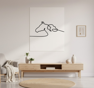 Poster salón ilustración de mujer con caballos - TenVinilo