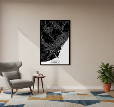 Poster salón mapa topográfico de barcelona - TenVinilo
