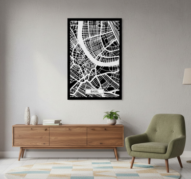 Poster salón mapa topográfico de basilea - TenVinilo