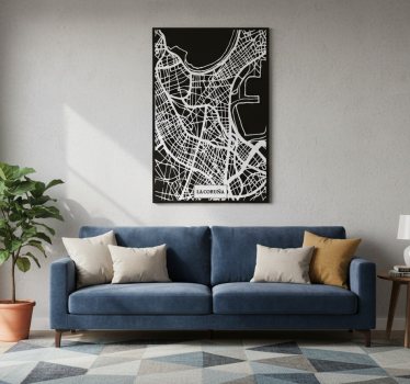 Poster salón mapa topográfico de coruña - TenVinilo