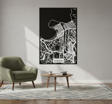 Poster salón mapa topográfico de san sebastián - TenVinilo