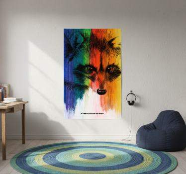 Poster salón mapache arcoíris - TenVinilo