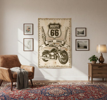Poster salón motocicleta ruta 66 - TenVinilo