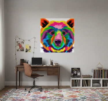 Poster salón oso colorido - TenVinilo
