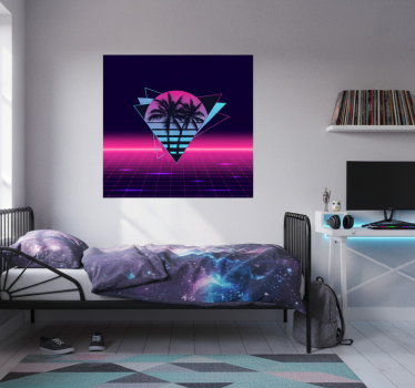 Poster salón palmera estilo vaporwave - TenVinilo