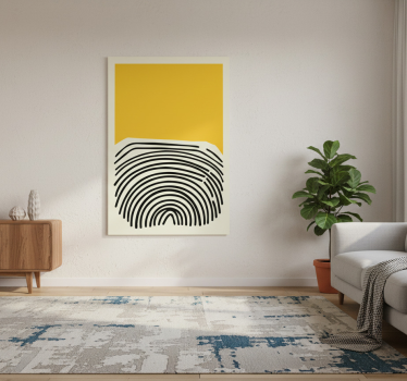 Poster salón pintura abstracta amarilla con líneas negras - TenVinilo