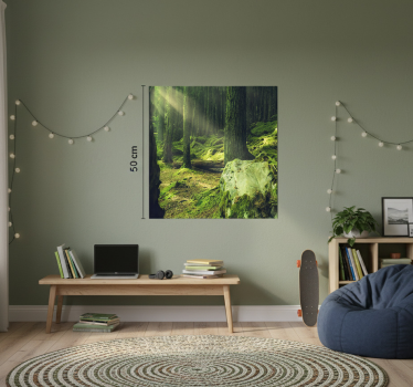 Poster salón rocas con musgo en el bosque - TenVinilo