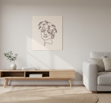 Poster salón silueta minimalista mujer floral - TenVinilo