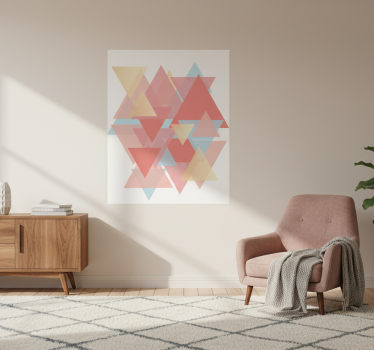 Poster salón triángulos en rosa y dorado - TenVinilo