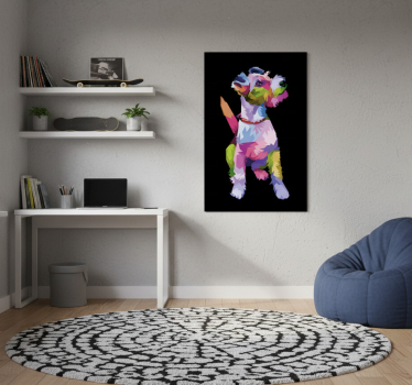 Poster salón zorro terrier geométrico - TenVinilo