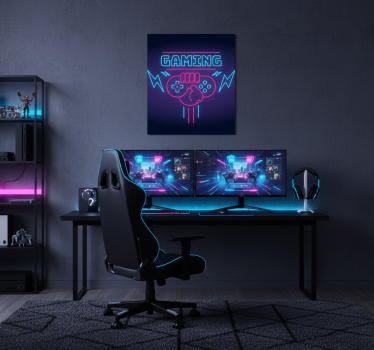 Poster videojuego logo de juego con luces de neón - TenVinilo