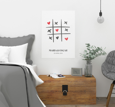 Tres en raya amor personalizar cartel - TenVinilo