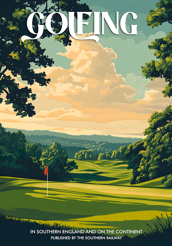 Poster de porte paisaje de golf vintage - TenVinilo