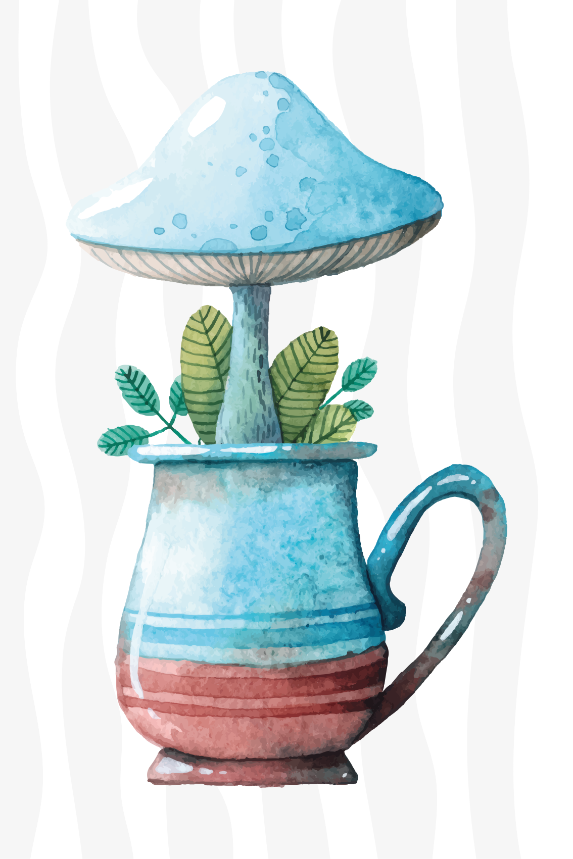 Poster cocina diseño de hongo bonito en taza - TenVinilo