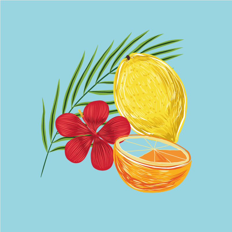 Poster cocina diseño de pastel con limones y frutas - TenVinilo