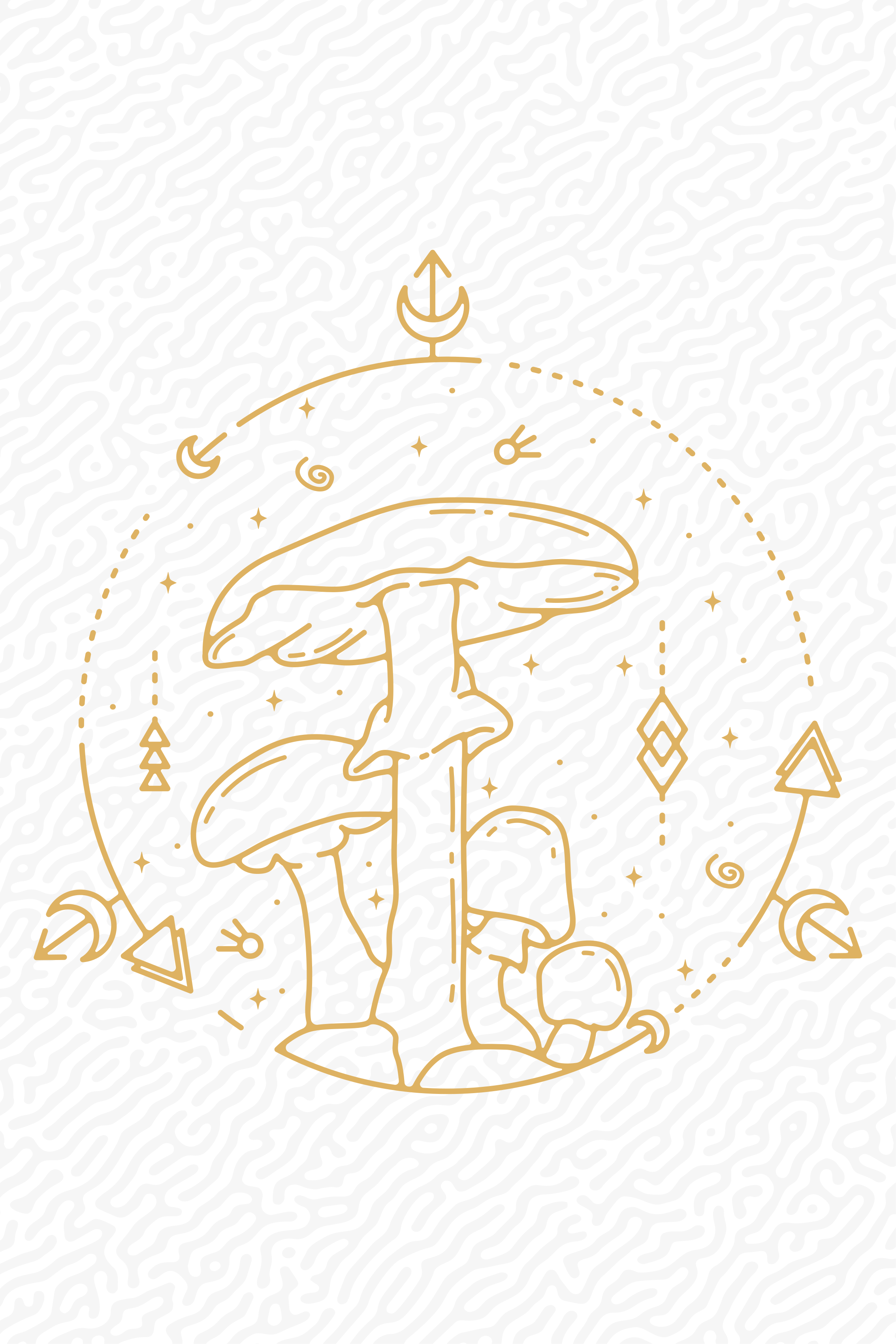 Poster cocina diseño monolínea de hongo geométrico - TenVinilo