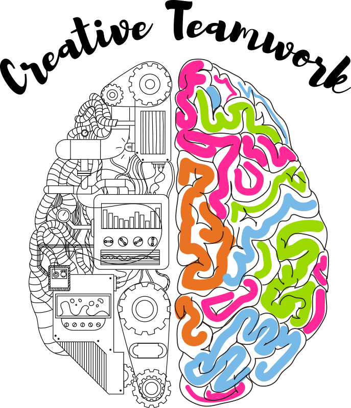 Poster oficina cerebro creativo en equipo - TenVinilo