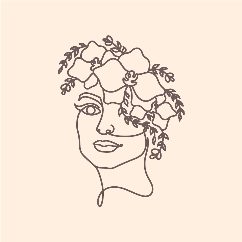 Poster salón silueta minimalista mujer floral - TenVinilo