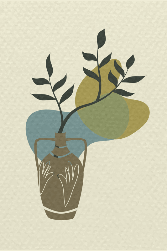 Poster salón naturaleza minimalista japandi - TenVinilo