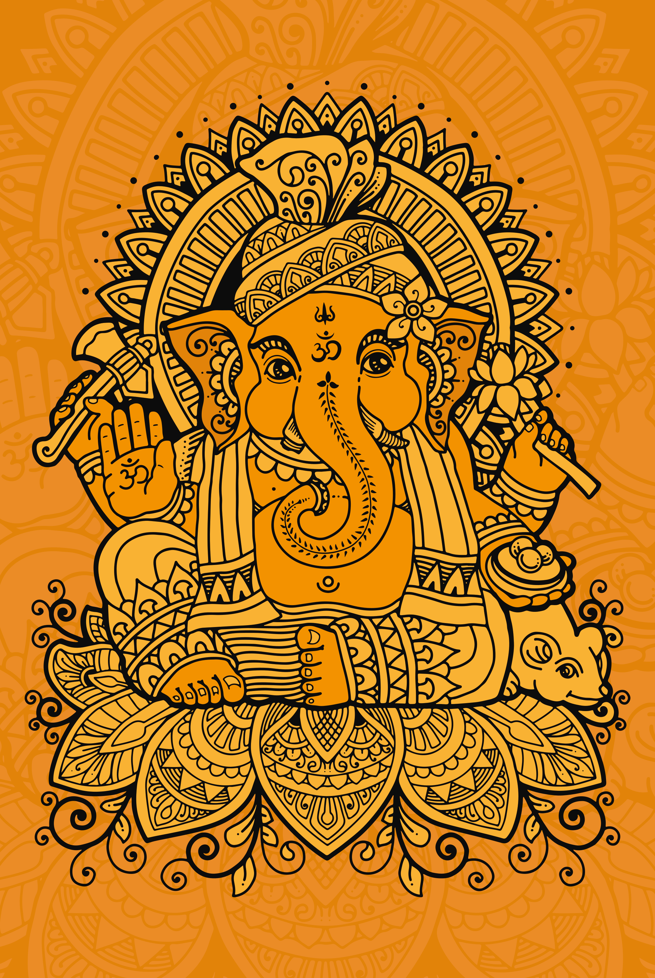 Poster zen mandala con ganesha en el centro - TenVinilo