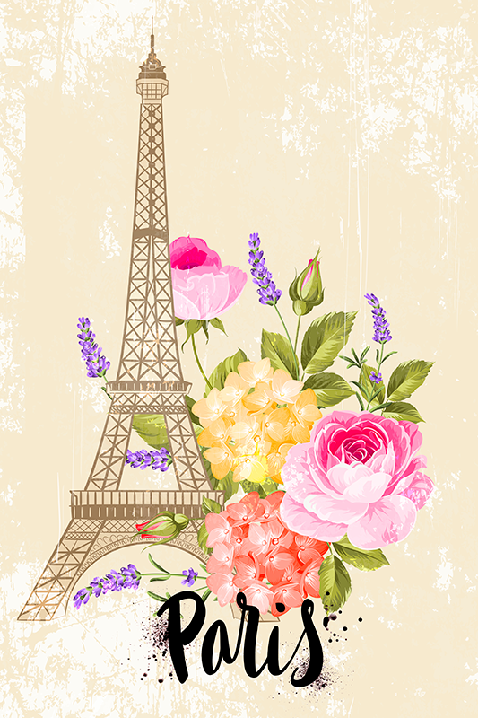 Poster ciudades torre eiffel en primavera - TenVinilo