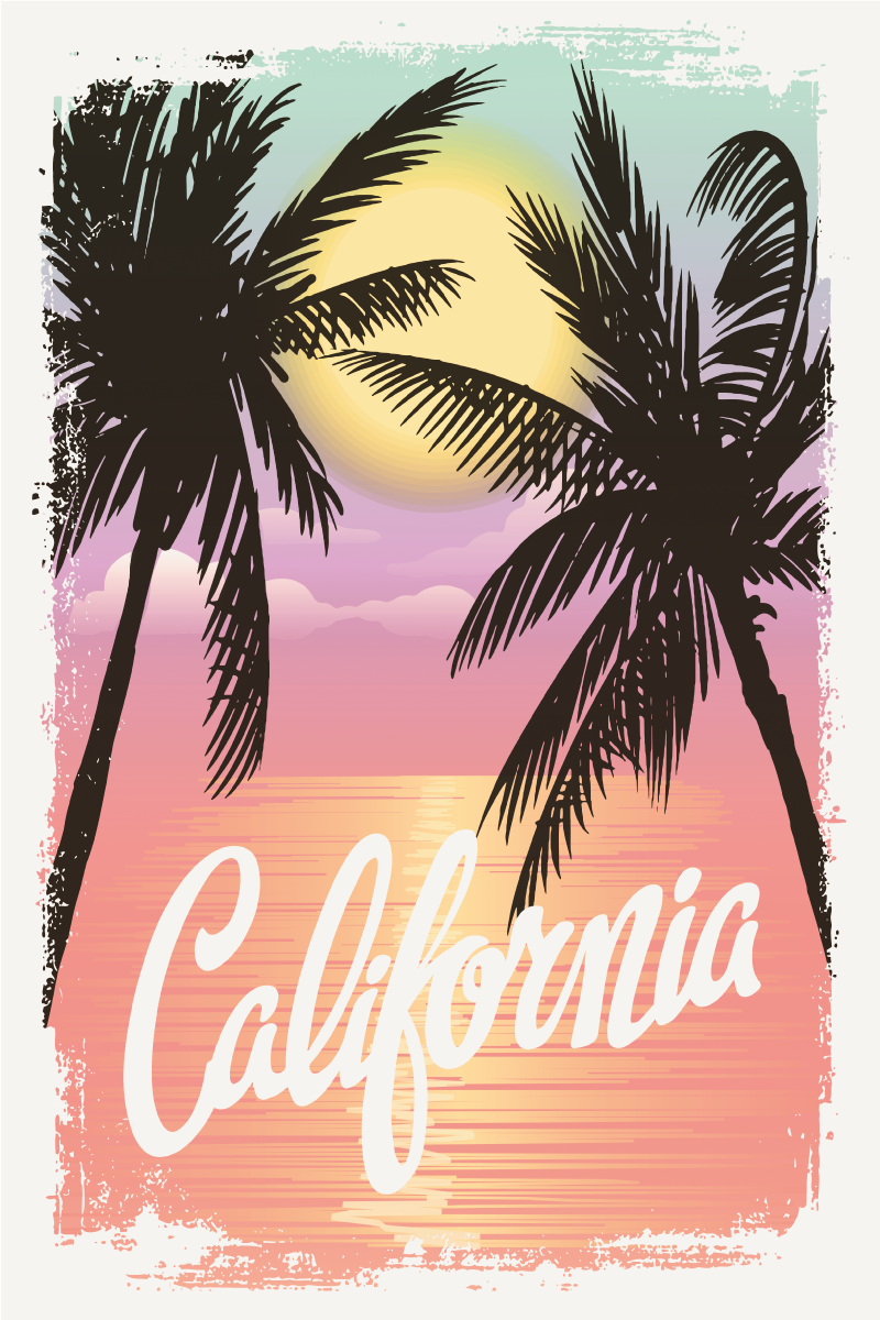 Poster ciudades atardeceres de california - TenVinilo