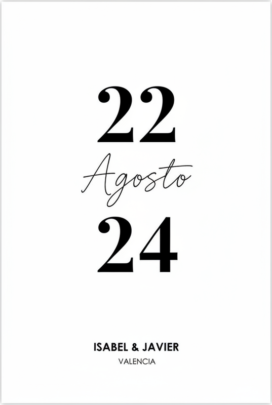 Poster con nombre fecha de boda minimalista - TenVinilo