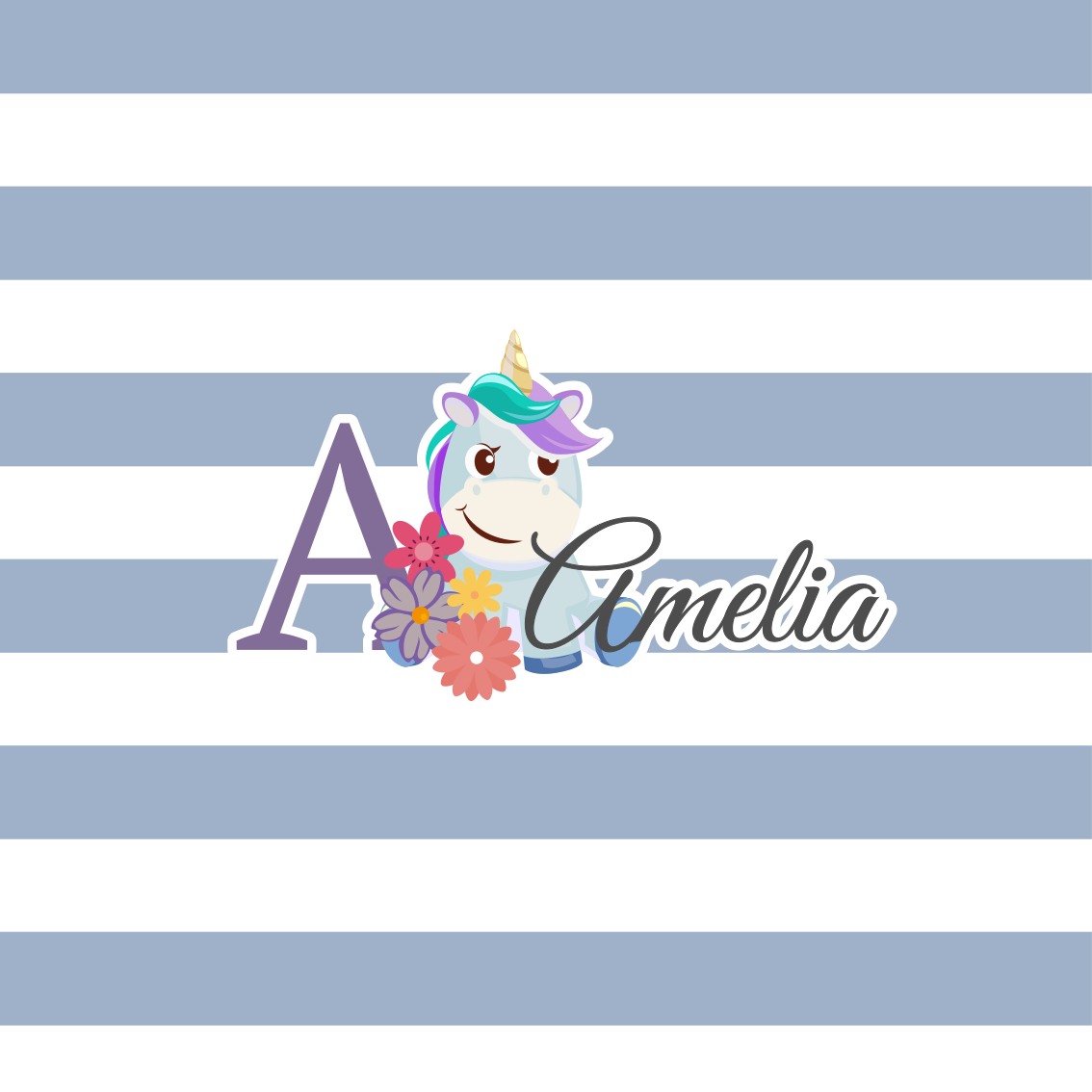 Poster con nombre diseño de unicornio personalizado - TenVinilo