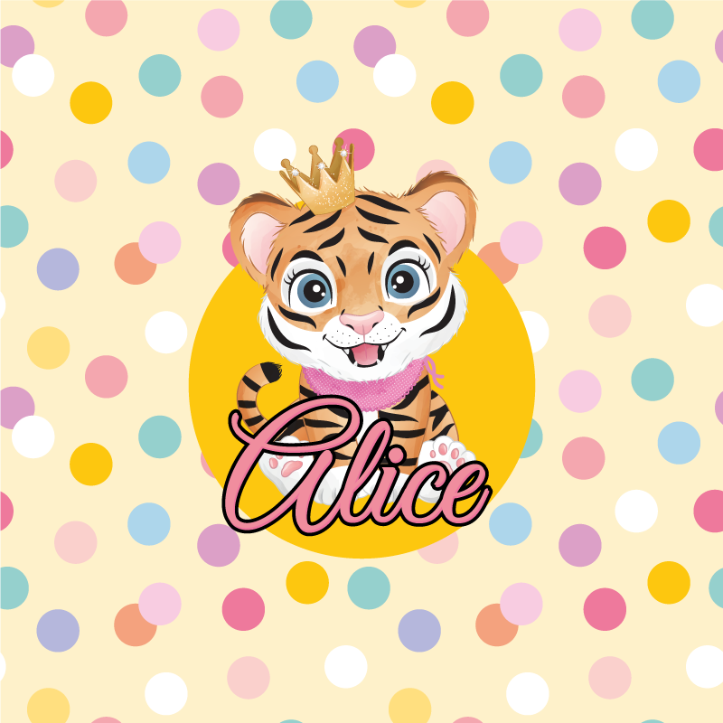 Poster con nombre personaje de tigre lindo - TenVinilo