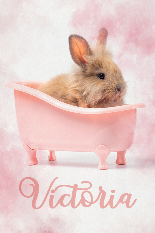 Poster con nombre retrato de conejito adorable - TenVinilo
