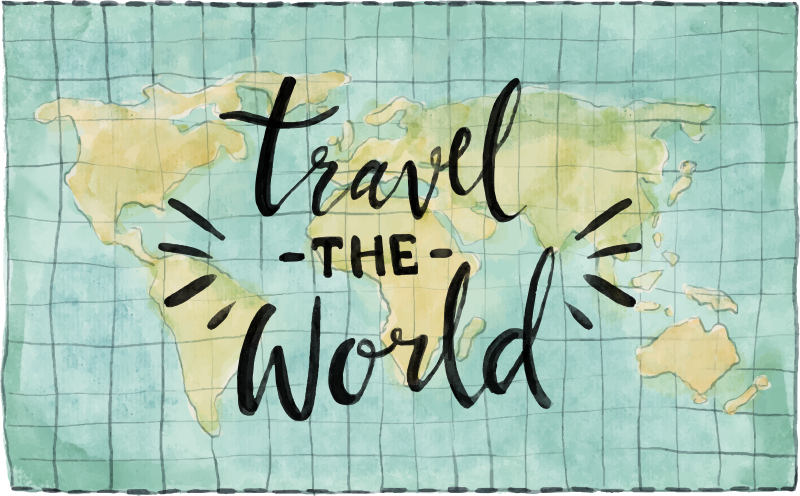 Poster mapamundi alfombra vinílica viajar por el mundo - TenVinilo