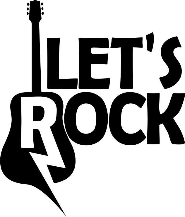 Poster musicales guitarra y texto rockero - TenVinilo