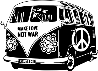 Poster vintage vinilo decorativo furgoneta hippie - TenVinilo