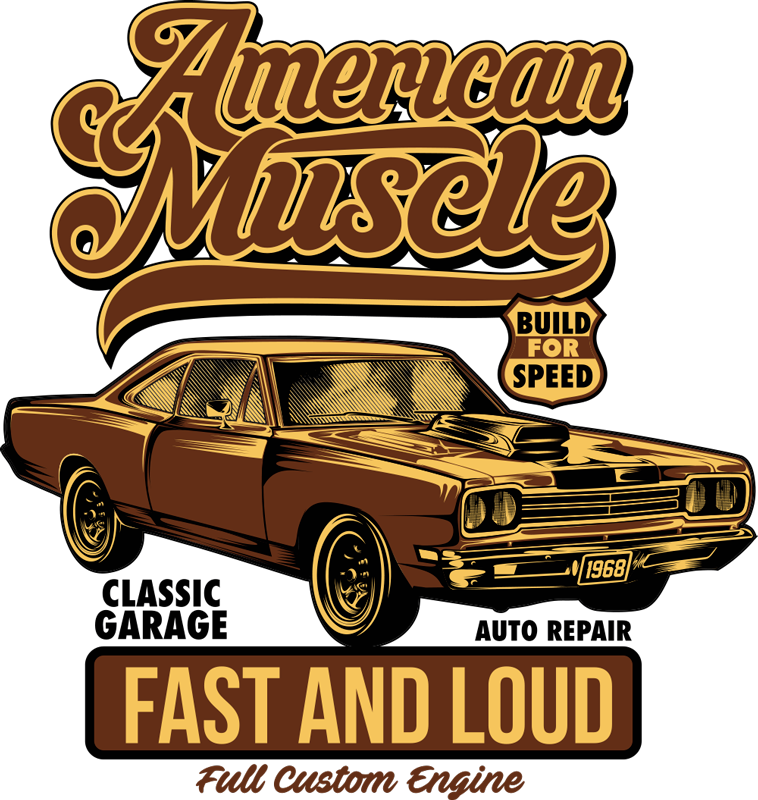 Poster vintage vinilo decorativo coche clásico americano - TenVinilo