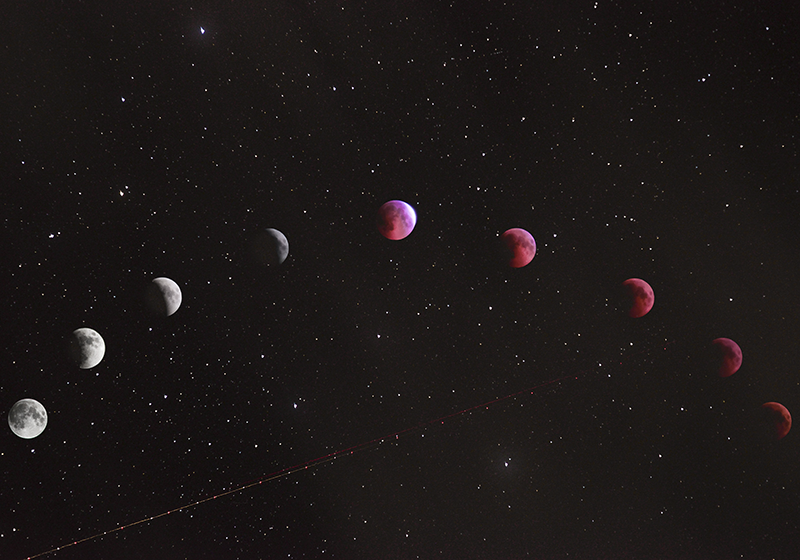 Poster paisajes fases lunares con fondo de galaxia - TenVinilo