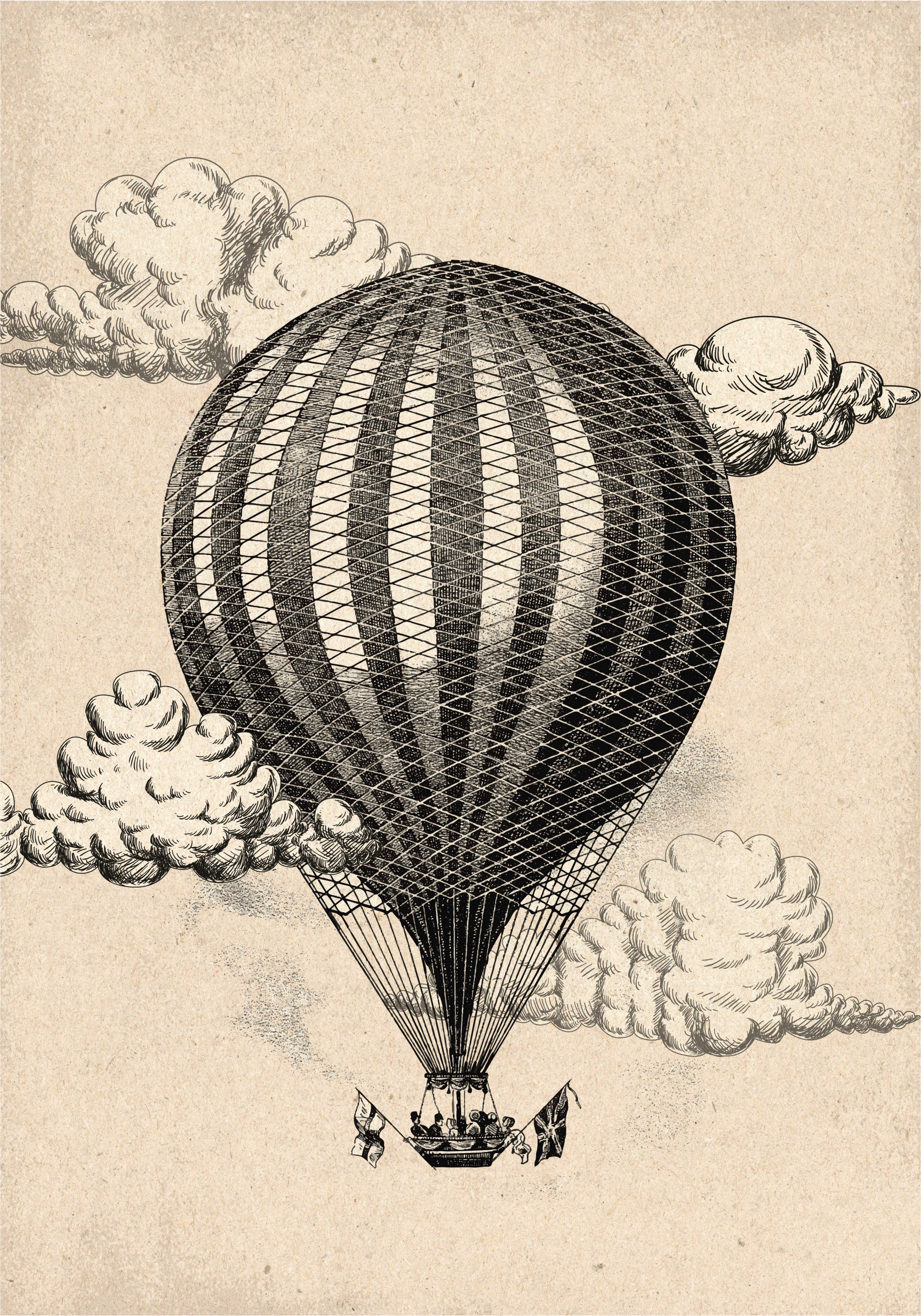 Poster vintage globo aerostático antiguo - TenVinilo